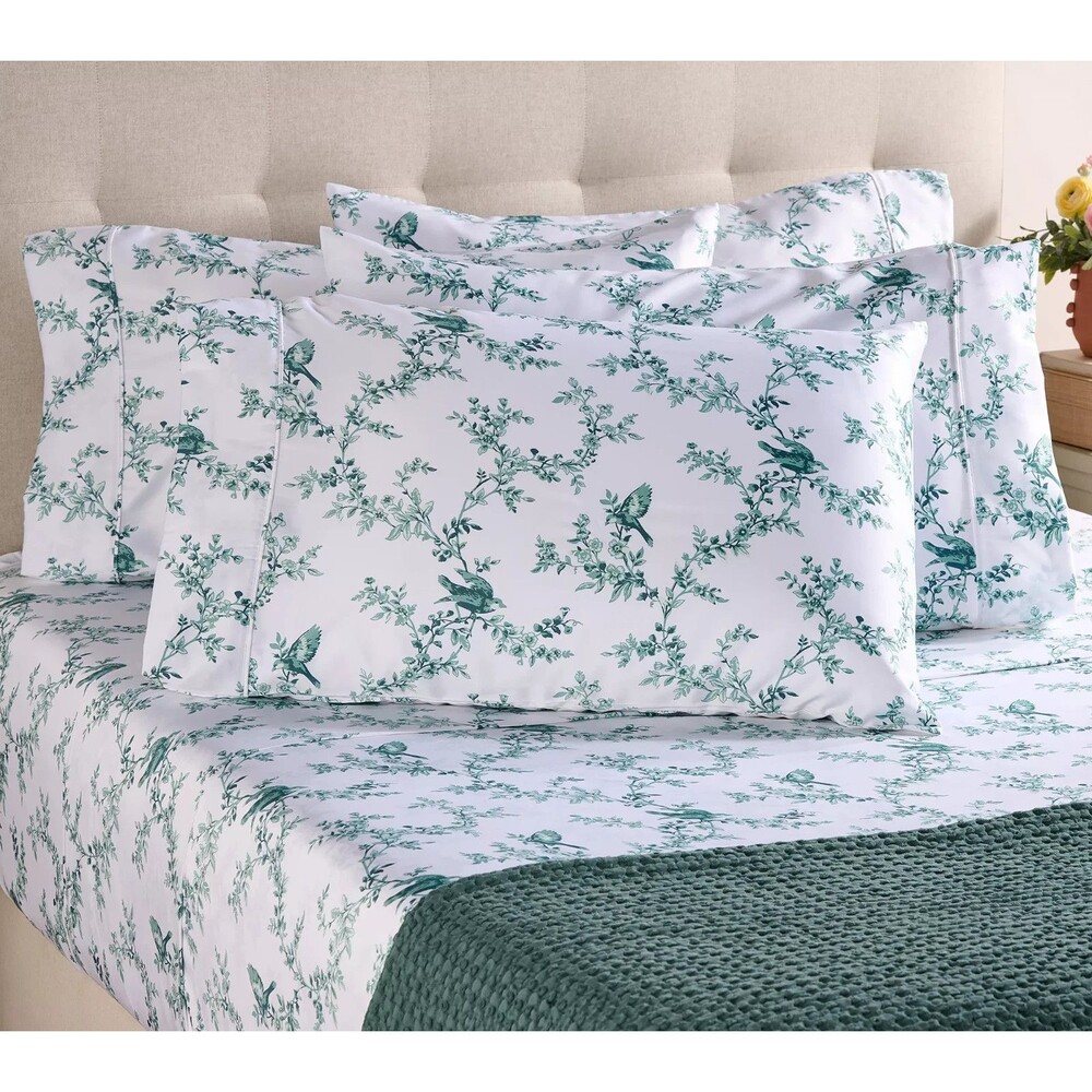 Kim Gravel Rayon from Bamboo Blend Stay Tuck Sheet Set - Jade Songbird, King
